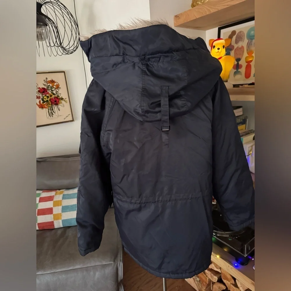 Men's 1970’s Sears Vintage Blue and Orange Snorkel Parka Coat
